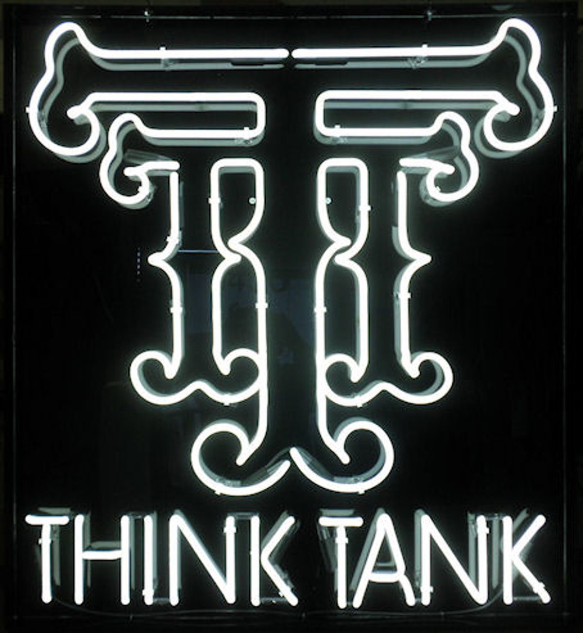White Think Tank custom neon logo sign